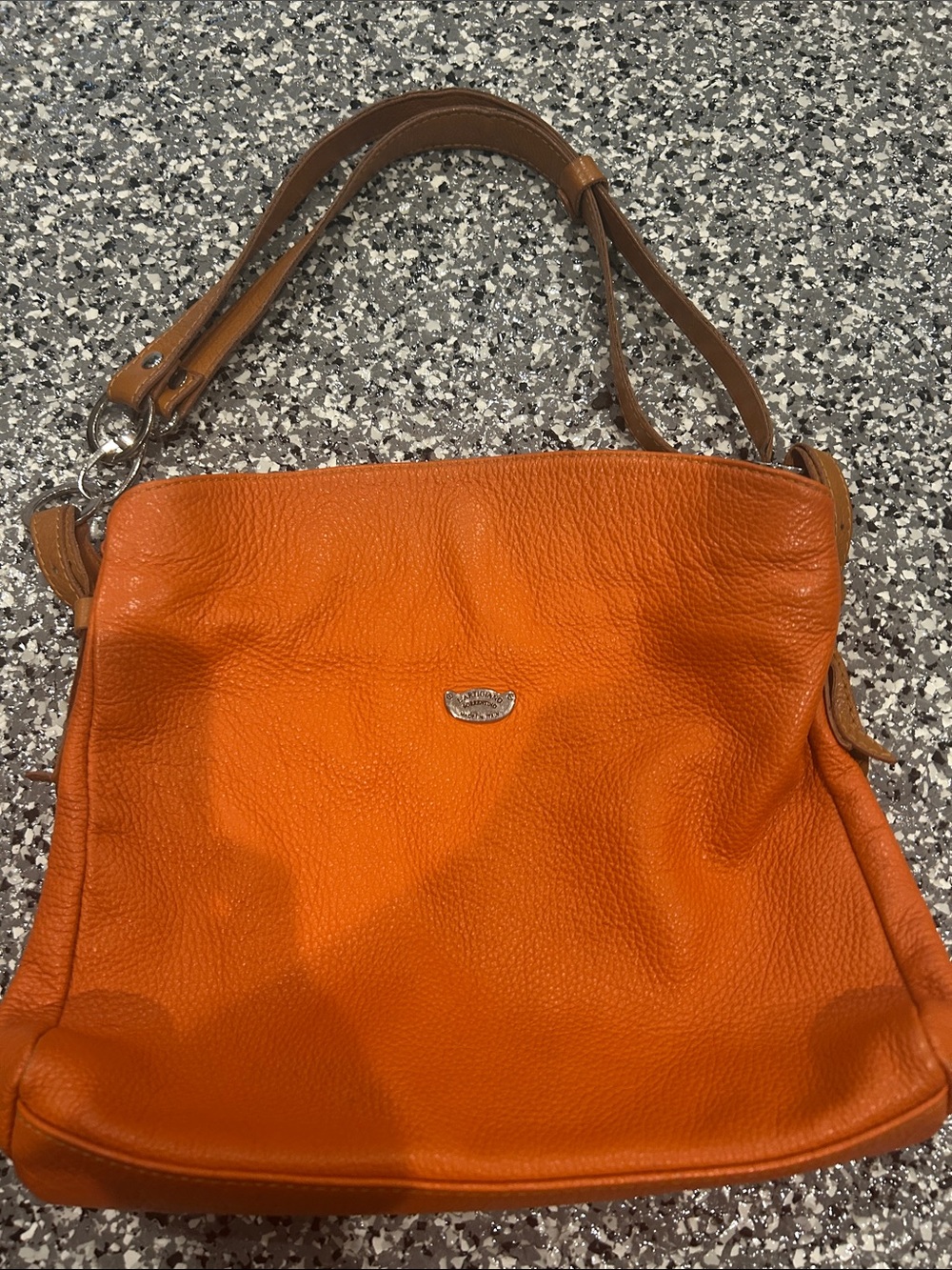 Orange Leather Shoulder Bag made in Italy!